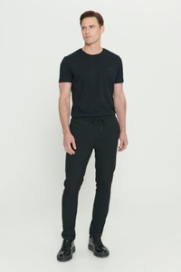 Slim Fit Rahat Kesim Beli Bağlamalı Yan Cepli Esnek Jogger Siyah Pantolon #2